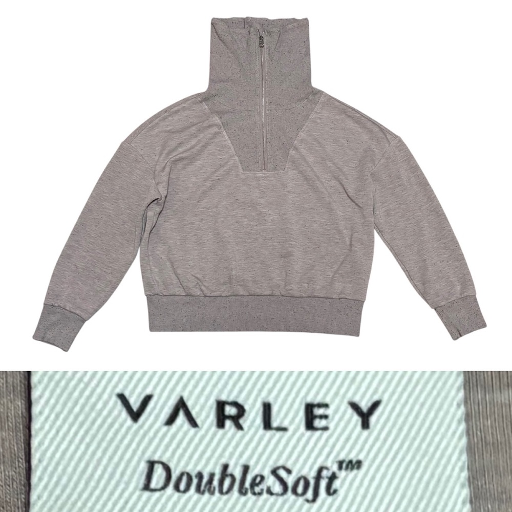 Varley Catherine Half-Zip Sweatshirt Women’s Size X-Small In Beige Speckled